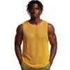 Ropa de Hombre Transfronteriza Europea y Americana Casual Chaleco de Punto Calado Verano Holgado Cuello Redondo Sin Mangas Top de Punto Sj0098