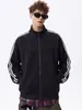 Sudadera con capucha de punto estilo americano de tres rayas con cuello alto para hombre, nueva llegada Otoño/Invierno, marca de moda, holgada, casual, chaqueta sudadera deportiva