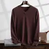 Tricô de Caxemira Masculino Tricô Decote V Business Casual Manga Longa Tricô Base com Novos Tops de Outono e Inverno