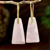 Pendientes de Piedra Natural Trapezoidales Facetados de Nuevo Modelo Estilo Europeo y Americano para Mujer, Pendientes de Piedra Ojo de Tigre de Alta Gama, Accesorios para Orejas Transfronterizos