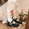 Zapatos Mary Jane de estilo universitario con punta redonda, suela gruesa, velcro y boca poco profunda para mujer, nuevos de verano, mocasines de encaje estilo británico