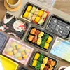 Caixa de Almoço Descartável, Caixa de Frutas, Caixa de Conservação de Plástico, Caixa Transparente de Fundo Baixo com Tampa Alta para Embalagem de Sushi