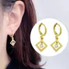 Pendientes de Zirconia Incrustada de Venta Caliente de Nuevos Productos Transfronterizos, Pendientes, Pendientes de Perla y Zirconia Geométricos de Moda Personalizados de Gama Alta
