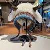 Gorro de Felpa con Cuernos para Otoño e Invierno para Mujer, Cálido, Cortavientos, con Forro de Terciopelo, Protección para las Orejas, Gorro de Lana, Protección contra el Frío, Gorro de Punto