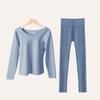 [Alta calidad] Calentamiento de Ropa interior térmica de terciopelo para mujer ropa de otoño pantalones largos camisa base de lana seda para mujer traje cálido