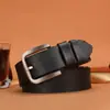 Cinturón de Hombre Piel Genuina Vintage Casual Hebilla de Pin Cinturón de Vaqueta Cinturón Perforado para Hombre