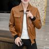 Chaqueta Casual de Cuero para Hombre Abrigo de Solapa de Cuero Suave PU Comercio Exterior Transfronterizo Juventud Moderna Abrigo para Padre de Mediana Edad