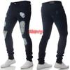 AliExpress Europeu e Americano novo Calça jeans masculina de moda estrangeira transfronteiriça rasgada preta slim cintura alta jeans masculino