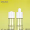 Botella gotero personalizada de 20 ml de pared gruesa para esencia, cabeza de goma redonda larga y corta, tubo de vidrio, para presionar líquido, botella vacía de plástico PET