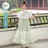 Falda Bordada con Cara de Caballo para Niñas, Nuevo Estilo Hanfu para Niños Mayores, Conjunto de Media Falda Mejorado Retro, Falda Infantil para Actuaciones Tradicionales
