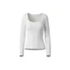 HeyHenry Primavera y Otoño Nuevo Cuello Cuadrado Hombro Camiseta de Manga Larga para Mujer Top con Hombros Descubiertos Camiseta Casual Combinable