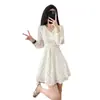 Vestido floral de gasa de manga larga para mujer, nuevo modelo otoño 2026, vestido popular de venta caliente para mujeres petite este año