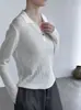 Camiseta tipo polo de punto entallada con cuello en V, indispensable para el commute de Taochuan, para mujer, Otoño 2026, Suéter versátil YL119