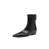 Botas Elegantes Hechas a Mano de Tacón Medio Puntiagudas Elásticas Ajustadas para Mujer, Nuevo Estilo Otoño e Invierno con Cremallera Trasera, Botines Versátiles que Aumentan la Altura