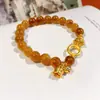 Pulsera de Cuentas de Calabaza de Citrino Amarillo Artificial, Nuevo Estilo Chino, Tendencia Nacional, Pulsera Retro, Versátil, Gama Alta, Joyería de Mano de Nicho para Mujer