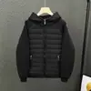 Chaqueta Ligera de Algodón con Capucha, Costuras de Color Sólido, Gris Negro Blanco Arroz, Holgada, Versátil, Casual, Distintiva, Chaqueta de Pareja para Hombre