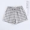 Shorts de Pijama para Casal Atacado Verão Algodão Puro Gaze Calça Capa Japonesa Casual Tamanho Grande Xadrez Calças de Casa Masculinas e Femininas