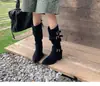 Primer encuentro con Jiju se ve tan alto~ Botas caqui botas altas para mujer persona petite tacón grueso punta fina meillard botas holgadas