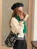 Bolsa Balde Vintage de Inverno 2024 Bolsa de Ombro Ins Imitação de Pele de Cordeiro Estampa de Leopardo Padrão de Bolinhas Onduladas Bolsa Transversal de Pelúcia Bolsa de Tecido