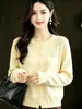 Conjunto de dos piezas Andy de terciopelo, nuevo para otoño e invierno, dulce cárdigan de punto suave de manga larga con forma de corazón para mujer, cuello redondo, top holgado y elegante