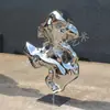 Escultura paisagística grande de aço inoxidável para jardim externo, fabricantes de obras de arte em aço inoxidável, ornamentos de escultura em formato de espelho