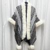 Chal de Bola Colgante Lijiang Dali Imitación Piel de Conejo Rex Cuello de Piel Sobredimensionado Bufanda Capa Estilo Étnico con Manga Abrigo Capa para Mujer