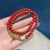 Pulsera de Loto de Cinabrio de Mineral Crudo con Múltiples Círculos para Mujer Arena Dorada Púrpura Amuleto Benmingnian Artículos naturales auténticos Pulsera
