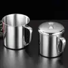 Taza de acero inoxidable 304 transfronteriza del fabricante con tapa, hecha a medida para jardín de infantes, camping, vaso de agua de acero inoxidable engrosado
