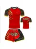 Conjunto de boxeo de dos piezas, traje de entrenamiento de combate para Muay Thai y Sanda, shorts de manga corta de secado rápido con estampado de logo, atuendo deportivo