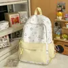 Mochila para Secundaria y Preparatoria, Estilo Coreano, Ligera, Fresca y Sencilla, Gran Capacidad, Estampado de Niña Linda, Estilo Académico, Mochila de Doble Hombro
