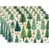 Jogos Americanos Decorativos de Linho para o Natal Quebra-Nozes de Natal Árvore de Natal Xadrez Clássico Preto e Branco Decoração de Flocos de Neve Toalha de Mesa