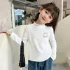 Camada Base de Lã Meia-Gola Alta para Meninas Roupas Infantis Outono Inverno Estilo Coreano Roupa Íntima Quente Camiseta de Manga Longa com Estampa Fofa Tendência