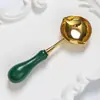 Cuchara dorada de doble punta para derretir cera, cuchara calefactora para derretir perlas de cera, accesorios para herramientas de sellado con cera al por mayor