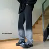Estilo Americano Europeu e Americano Design de Calças de Rua Senso Avançado vintage Jeans Roxo Degradê Calças Retas Masculinas High Street