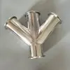 Aço Inoxidável 304 Obliquo Quatro Vias Sanitário Conexão Rápida Tipo Y Tipo Garfo Tipo Grampo Tubulação Acessório Pode ser Personalizado de Acordo com Desenhos