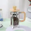 [Ma Yika] Tetera de Vidrio de Silicio Gaopeng Resistente al Calor Tapa de Madera Prensador Filtro de Acero Inoxidable Olla Manual