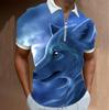 Polo para hombre con estampado digital 3D de lobo, camiseta de manga corta con cremallera, gran oferta 2023