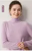 100% Cachemir Otoño/Invierno Nuevo Estilo Corto Ajuste Holgado Mujer Cuello Alto Color Sólido Versátil Capa Base Punto Jersey Suéter