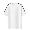 Nuevo Top Unisex de Manga Corta con Tres Rayas de Lyocell Estilo Pareja Simple Cuello Redondo Camiseta Casual