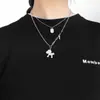 Colar Duplo Estilo Hip-Hop Xiaohongshu com Pingente "Fique Rico Logo", Design Exclusivo de Alta Qualidade, Presente de Dia das Mães