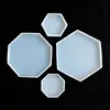 Molde de silicona hexagonal hueco octagonal de cristal epoxi DIY de moda, molde de decoración de mesa poligonal