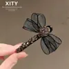 Presilha de Bico de Pato com Strass e Laço de Rede de Fada Estilo Suave de Nicho Mechas de Franja Presilha Lateral Acessório de Cabelo Versátil de Temperamento