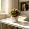 Estilo Europeu Venda Quente Gipsofila Hemisfério Branco Pequeno Vaso de Fibra de Cânhamo Planta em Vaso Decoração de Casa Estudo Quarto Vaso de Flores Artificiais Planta