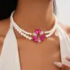Collar de Perlas Redondas Cruzadas Transfronterizo Europeo y Americano Diseño de Nicho Cadena para Suéter Collar de Lujo Ligero de Gama Alta