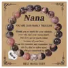 Pulsera NANA Corazón de Rodolita Europea y Americana con Colgante en Forma de Corazón de Acero Inoxidable Pulsera de Piedra Natural como Regalo para Familiares y Amigos