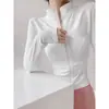 Chamarra de Yoga para Mujer Cardigan con Cremallera Moldeadora Adelgazante Manga Larga Agujeros para Pulgar Exterior Correr Ciclismo Levantamiento de Pesas Aeróbicos Versátil