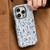 Case Magnético para Celular Europeu Mais Vendido, Desenho em Linha de Porcelana Azul Azul e Branco, Camada Dupla Anti-Queda PC Duas em Uma Case com Película Brilhante