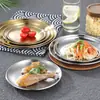 Ventas Directas de Fábrica Plato Redondo para Cena de Acero Inoxidable 304 Hotel Restaurante Horneado Dorado Plateado Redondo