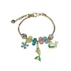 Pulsera Elegante de Aleación Galvanizada con Broche de Langosta y Trébol de Cuatro Hojas para Mujer, Más Vendida en el Sudeste Asiático, Joyería de Dibujos Animados en Stock, Hecha a Mano