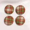 Brinco DIY Botão de Tecido Xadrez Redondo Retrô Estilo Japonês Acessórios de Orelha Femininos Acessórios de Botão para Capa de Celular